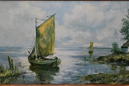 Tauber, (20th century), after, a print, Low Country landscape, 40 x 78cm, mounted framed and glazed,
