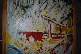 Alan Roberts, (20th century), an acrylic painting, Agony and the Ecstasy of the Shroud, attributed