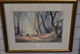 Andrew Pearson, (contemporary), a pair of watercolours, Cows and Evening in the Woods, signed and