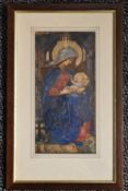 (19th/20th century), a heightened print, nativity, 26 x 13cm, later mounted framed and glazed, 40