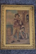 F W, (19th century), an oil painting on board, musicians, initialled and dated, 1983, 33 x 23cm,