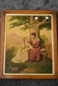 (19th century), a pair of prints, Victorian family melodrama, 50 x 38cm, golden oak mounted framed