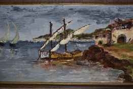 Rosaner, (20th century), an oil painting, Grecian coastal scene, signed and dated (19)69, 48 x 98cm,
