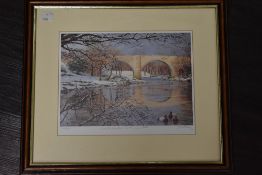 K Melling, (contemporary), after, a Ltd Ed print, Devils Bridge Kirkby Lonsdale, 20 x 26cm,