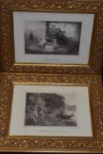 (20th century), a pair of re -prints, La Dinette and Empfang, 29 x 39cm, fancy gilt effect frame and