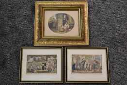 Le Blond, (19th century), after, a print, oval, cottagers, 15 x 18cm, gilt effect foliate framed, 32