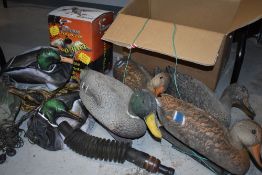 A selection of rigid plastic and inflatable Duck decoys