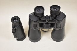 A pair of 12 x 60 coated binoculars and a 40 x 60 ocular