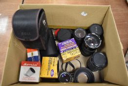 A selection of lenses. A Sigme zoom 24-70mm 1:3,5-5,6, a Soligal zoom macro 35-200mm 1:3,8-5,3, a