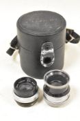 Two lenses. A threaded Wray Supar 3 1/4 inch F4,5 and a Pazer 1:1,5 f25mm lens