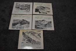 Wainwright. Signed copies. Lakeland Mountain Drawings. Volumes 1-5. 1980-1984. Each signed in