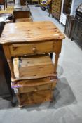 Two modern pine bedside tables with single drawer