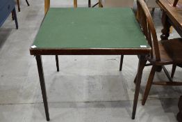 A vintage folding card table having square top, width approx. 76cm