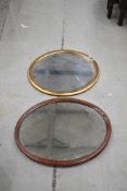Two oval wall mirrors being mahogany ex dressing table and reproduction gilt framed