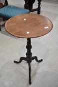 A late Victorian wine table having tripod base on Mahogany frame 70cm tall