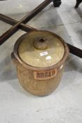 A vintage earthenware bread crock (af)