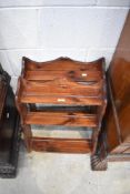A pair of dark stained pine small wall shelves, width each approx. 46cm