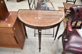 A reproduction Regency half moon side table, width approx. 76cm