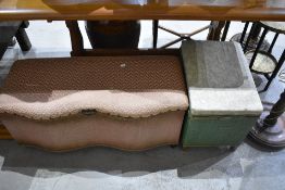 Two vintage woven fibre blanket boxes