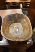 An ethnic style large carved wood bowl