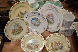 A selection of childrens dinner wares including Royal Doulton Bunnykins dishes and plates and