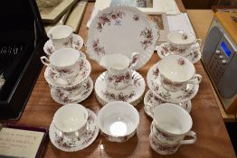 A Royal Albert Lavender Rose pattern part tea service in good condition.