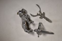 An early 20th century car mascot of a bull dog ' Mack ' with similar car ornaments