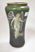 An early 20th century vase hand decorated by W Lambert signed with a crown and crossed swords