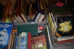 Three cartons of books of various interests including 'The Architecture of CASTLES A Visual Guide'