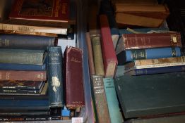Two cartons of books of various genres including W.Furneaux, F.R.G.S. 'The Out-door World', 'The