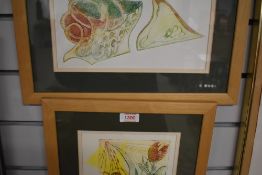 C Lock, after, two coloured prints, stylised still life, signed, 18 x 17cm, framed and glazed, 33