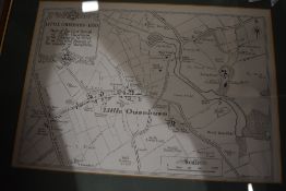 Two modern framed reproduction maps of Little Ouseburn c1850