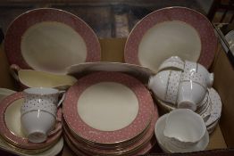 Two part tea and dinner services including Gladstone Polka dot and Ridgway Conway