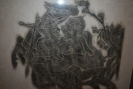 (20th century), three screen rubbings, Siamese, each, 56 x 50cm, mounted framed and glazed, 69 x