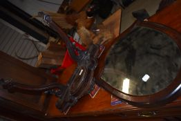A 19th Century mahogany toilet mirror (af)