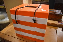 A vintage stacking plastic canteen unit