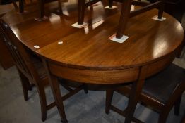 A 19th Century mahogany D end dining table , with single centre leaf , square tapered leg and