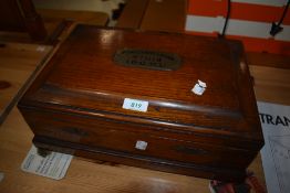 A 19th Century oak masonic casket, engraved brass label for Morecambe Lodge No 1119 (100 MU)