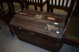 A vintage dome top travel trunk, width approx. 68cm