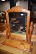 A modern pine free standing dressing table mirror