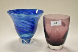 An Amethyst toned glass or beaker having etched Squirrel design, possibly Caithness and an art glass