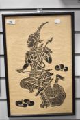 A Traditional Thai print on bark.