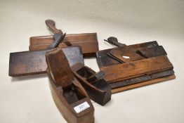 Four antique hard wood moulding planes, named Bronsteell and Mathieson, Edinburgand two other