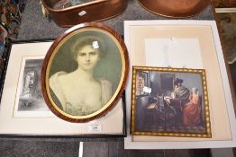 A variety of framed and glazed vintage and modern prints and art work.