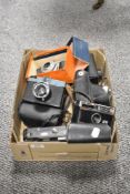 A selection of vintage cameras, including Diana and Instamatic.
