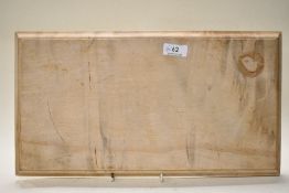 A Bob Hunter 'Wrenman' Hunter of Yorkshire early example sycamore chopping board having incised logo