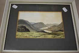 J Ingham Riley, (20th century), a watercolour, Buttermere and Crummock Water, signed and