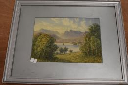 William Taylor Longmire, (1841-1914), a watercolour, Lakeland Langdales, signed and dated 1890, 21 x
