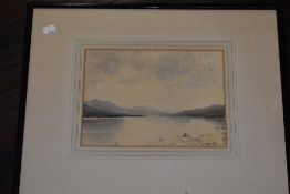 Edward J Barrett, (20th century), a watercolour, Lakes landscape, indistinctly attributed verso, and