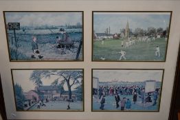 Tom Dodson, (contemporary), after, four prints, sports, signed, 56 x 75cm, mounted framed as one and